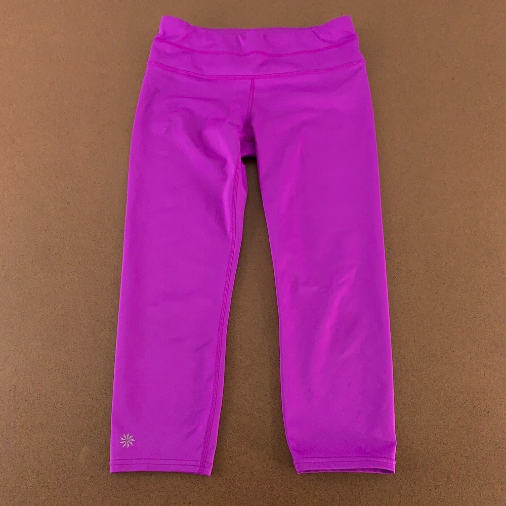 Athleta‎ Women's Size Small Purple Zipper Pocket Sonar Capri Leggings
